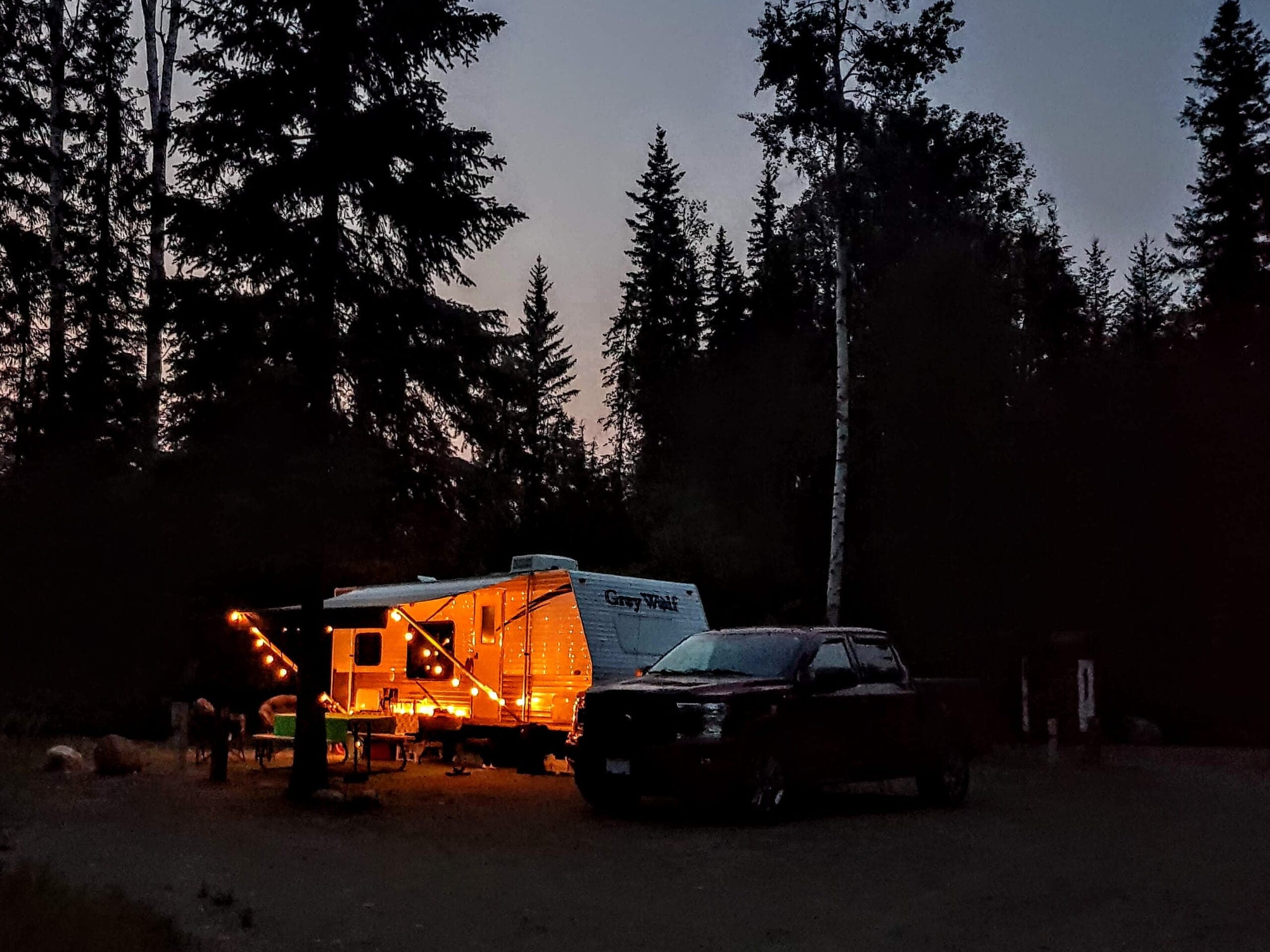 Camper at night