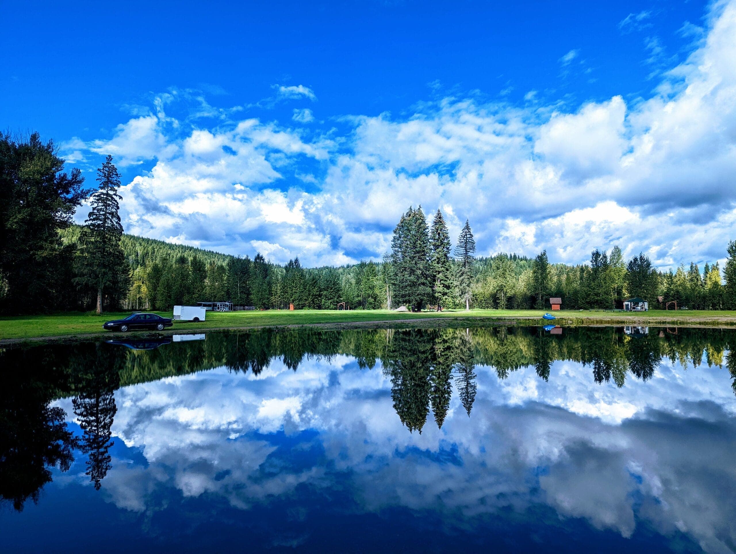 Private lake at Wells Gray Village