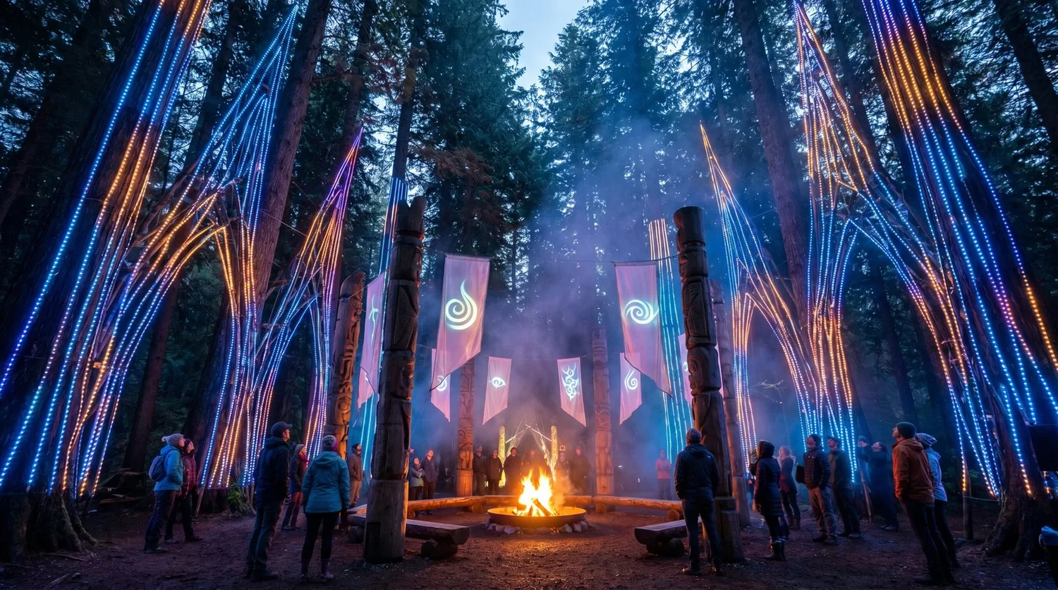 illuminated forest art trail concept